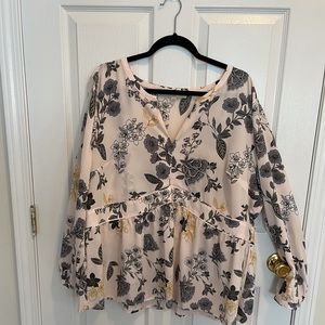 LOFT plus blush baby doll blouse